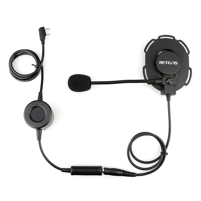 [Australia - AusPower] - Retevis Tactical Military Headset with Mic 2 Pin, Compatible with Retevis RT22 RT21 H-777 Baofeng UV-5R 888S pxton Walkie Talkie, Noise Reduction 2 Way Radio Headphone with Big PTT(1 Pack) 