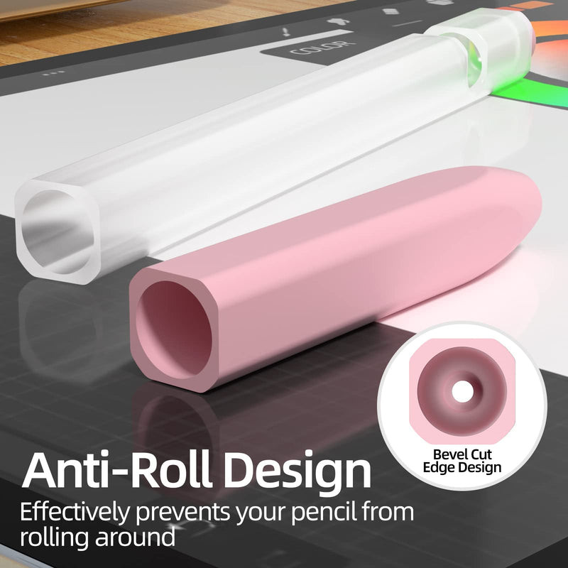 [Australia - AusPower] - JOOSKO Pencil Case Compatible with Apple Pencil 1st Generation Case, [2 Pack] Soft Silicone Pencil Case， [with 10 Pencil tip Cover] for Apple Pencil 1st Generation. (Pink, Purple) Pink, Purple 