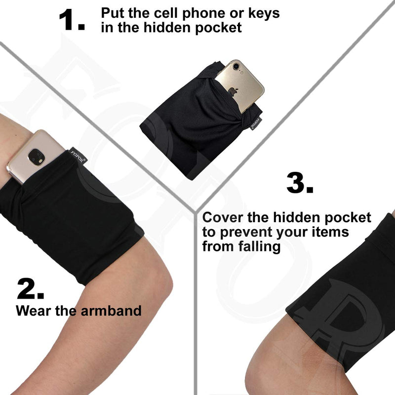 [Australia - AusPower] - Small Cellphone Keys Earphone Cards Armband Wristband for Trekking Walking Skating Riding Cycling Gardening Dancing Yoga Compatible with iPhone 6 6S 7 8 X XR XS 11 12 for Small Arm Women Men - Black S: Circumference 9.0 in Black/For Small Arm 