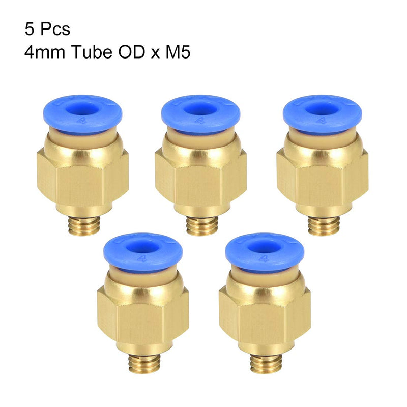 [Australia - AusPower] - uxcell Straight Pneumatic Push to Quick Connect Fittings M5 Male x 4mm Tube OD with Black O-Ring 5pcs 