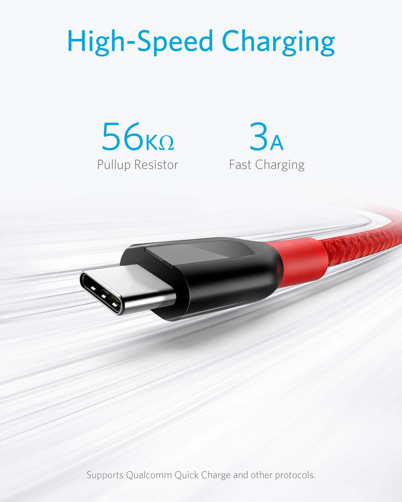 [Australia - AusPower] - USB C Cable, Anker Powerline+ USB-C to USB-A [10ft], Double-Braided Nylon Fast Charging Cable, for Samsung Galaxy S10/ S9 / S9+ / S8 / S8+ / Note 8, LG V20 / G5 / G6, and More (Red) red 