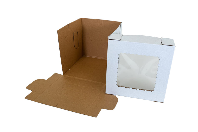 [Australia - AusPower] - Tall Cake Box with Window 1 Pack 12 x 12 x 12 inch White Bakery Box, Disposable Cake Container, Dessert Box, Pastry Gift Box 