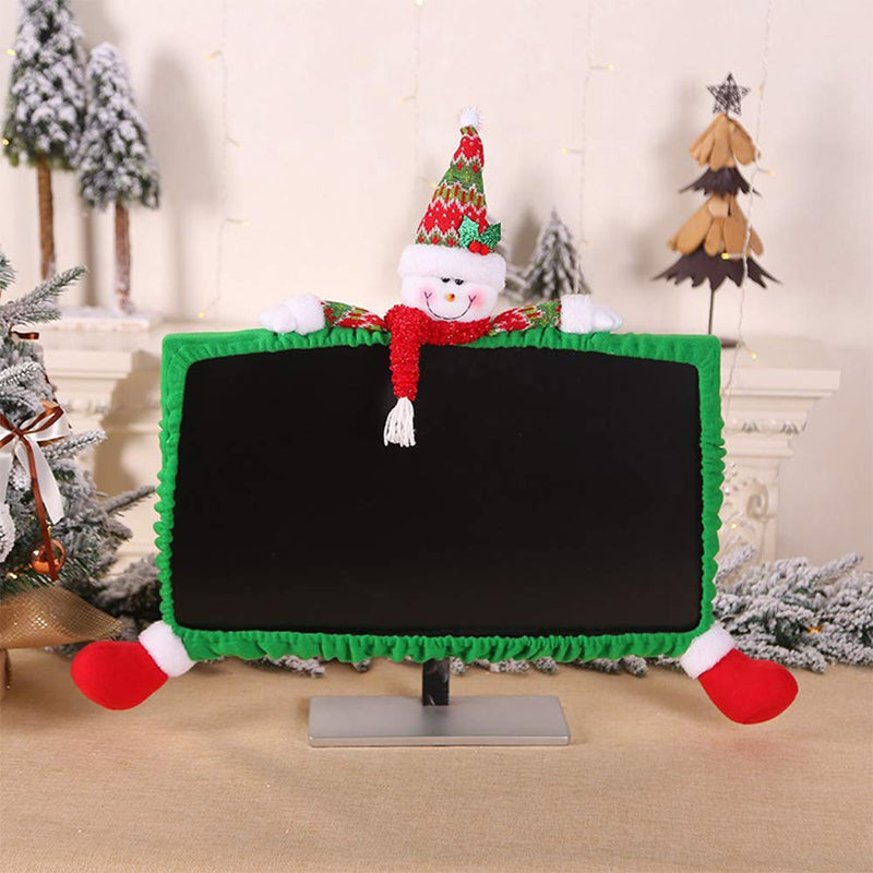 [Australia - AusPower] - Orgrimmar Christmas Computer Monitor Cover for 19" - 27" Screen Dustproof Elastic Computer Cover TV Screen Protector for Home Mall Office Photography New Year Snowman 