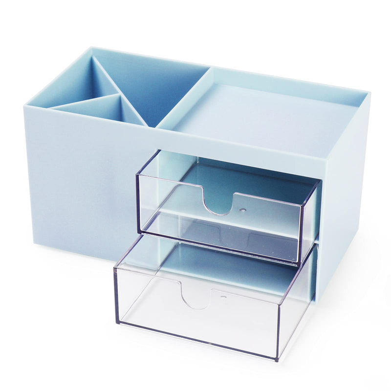 [Australia - AusPower] - Comix Desk Organizer with Pen Holder, Storage for desk, Desktop Storage, Plastic Storage with drawers, Makeup Organizer, Desktop Organizer for Office School Home ( Blue) 