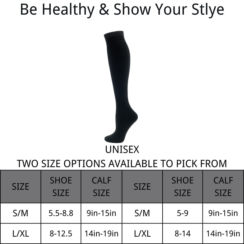 [Australia - AusPower] - hello momya 8 Pairs Compression Socks for Women Men Knee High Running Stocking 20-30 mmHg Nurse Medical and Travel Athletic Small-Medium 8 Pairs-black 