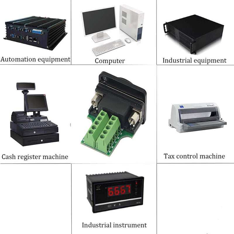 [Australia - AusPower] - QIANRENON DB9 Panel Mount Terminal RS232 Serial to Terminal Female Adapter Connector Breakout Board, 9 Pin Welding-Free D-Type Connector,Black 