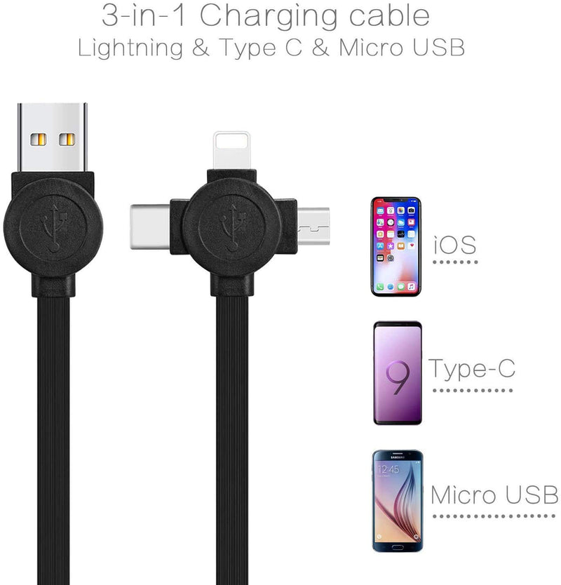 [Australia - AusPower] - Micro USB Charging Cable, ASICEN 2Pack 3-in-1 Multi Retractable Lightning to USB Cable Type C Sync Fast Charging Cord for iPhone, iPad Mini/Pro/Air, iPod,Samsung,Moto,BlackBerry,Nokia,LG,Google,HTC 