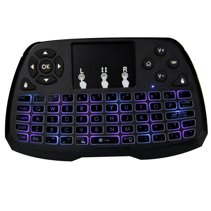 [Australia - AusPower] - Miritz 2.4GHz Wireless Mini Keyboard with Mouse Touchpad Remote Control, LED Backlit Colorful, USB Liion Battery Charging Black 