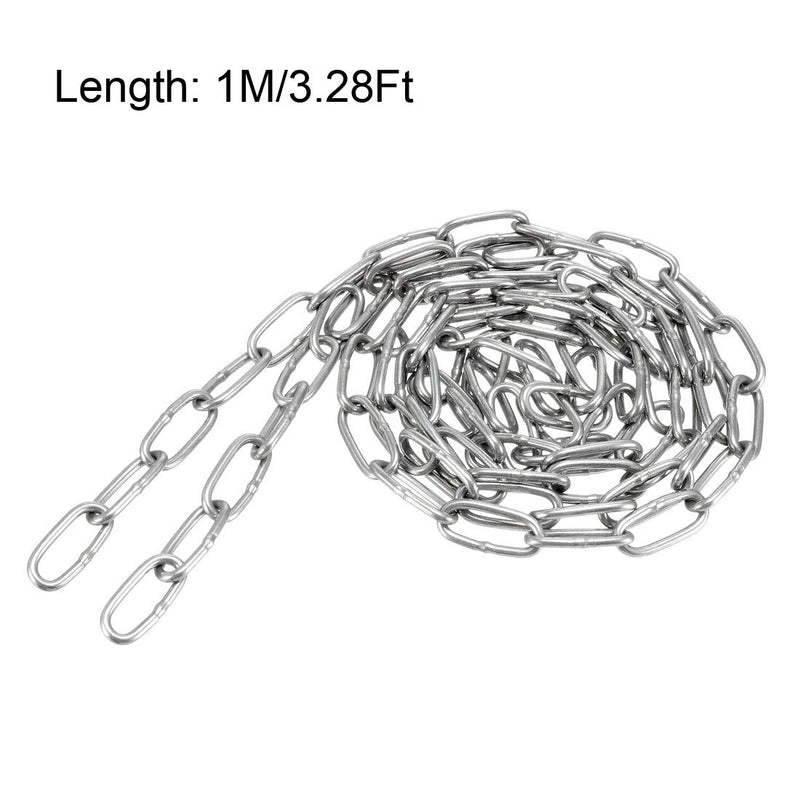 [Australia - AusPower] - uxcell Stainless Steel 304 Hardened Proof Coil Chain 1m Length 1.5mm Thickness Zinc Plated 1 Meters 