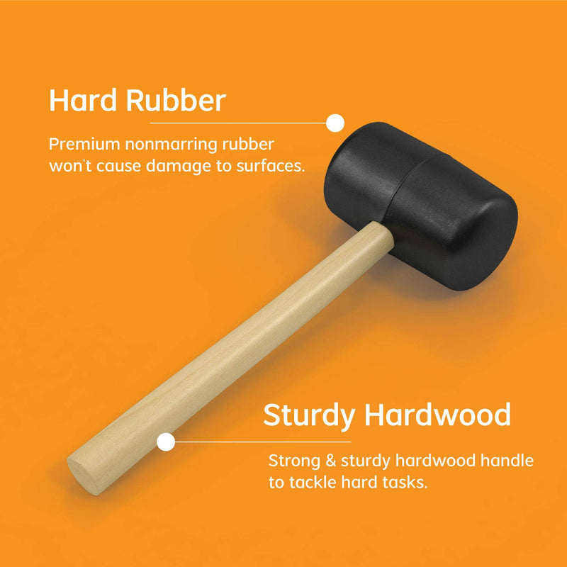 [Australia - AusPower] - Rubber Mallet 8 oz, Hardwood, Double Faced Soft Mallet with Wooden Handle, Black 