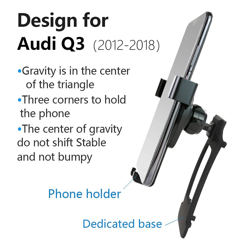 [Australia - AusPower] - LUNQIN Car Phone Holder for 2012-2018 Audi Q3 Auto Accessories Navigation Bracket Interior Decoration Mobile Cell Phone Mount for Audi Q3 2012-2018 