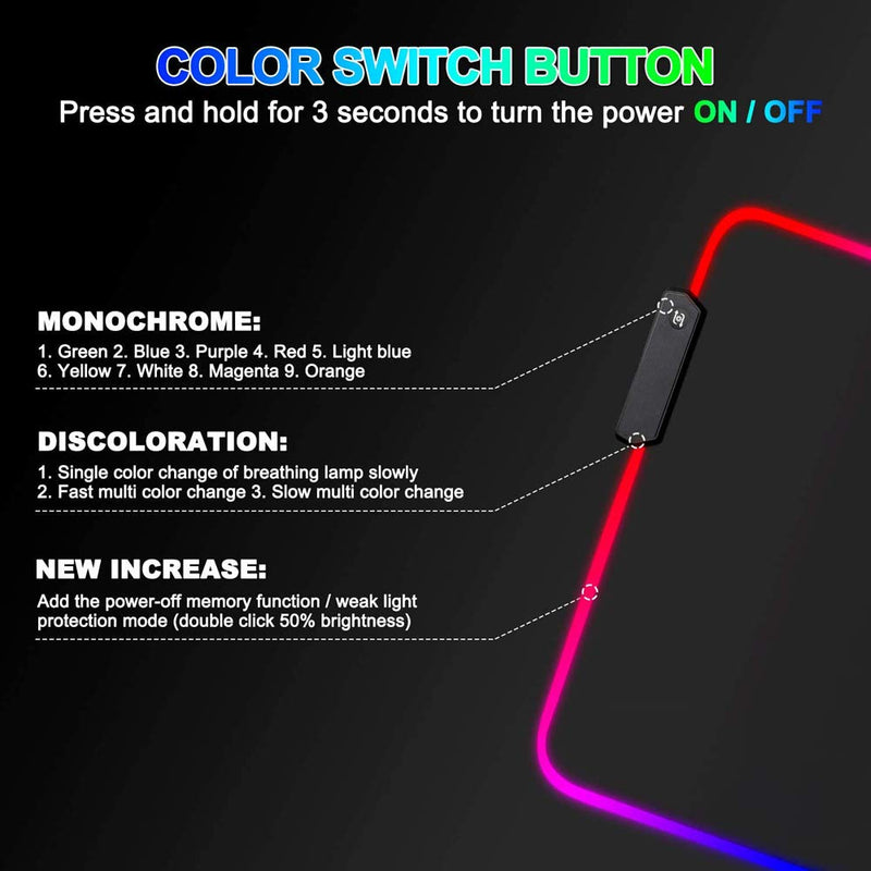 [Australia - AusPower] - Large RGB Gaming Mouse Pad - 15 Light Modes Extended Computer Keyboard Mat, Anime Dragon Mouse Pad，High-Performance Mouse Pad Optimized for Gamer 31.5 X 12in (Green) Green 