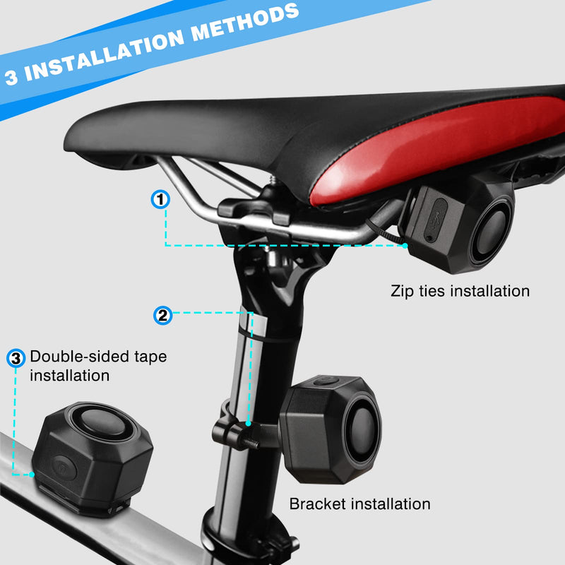 [Australia - AusPower] - WSDCAM USB Rechargeable Bike Alarm with Remote, 110dB Loud Wireless Anti Theft Vibration Motion Sensor Vehicle Security Alarm System Waterproof Bicycle Trailer Motorcycle Alarm 