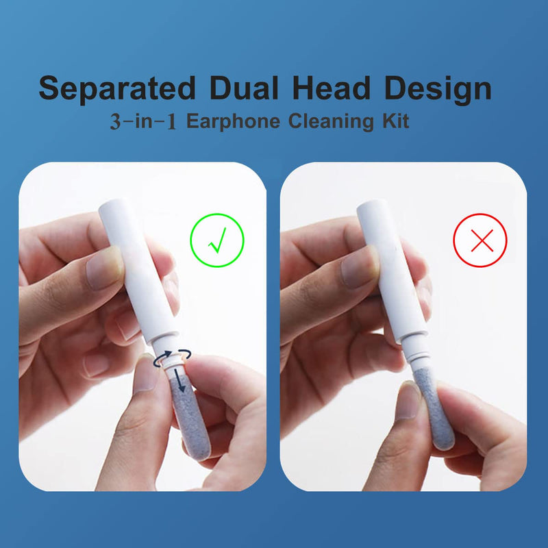 [Australia - AusPower] - Bluetooth Earbuds Cleaning Kit with Soft Microfiber Brush for Airpods Cleaner Pen, Tresoba Earbuds & Headphone Cleaning Kit, Airpods Cleaning Tools for Bluetooth Earphones Cleaning Pen White-1 