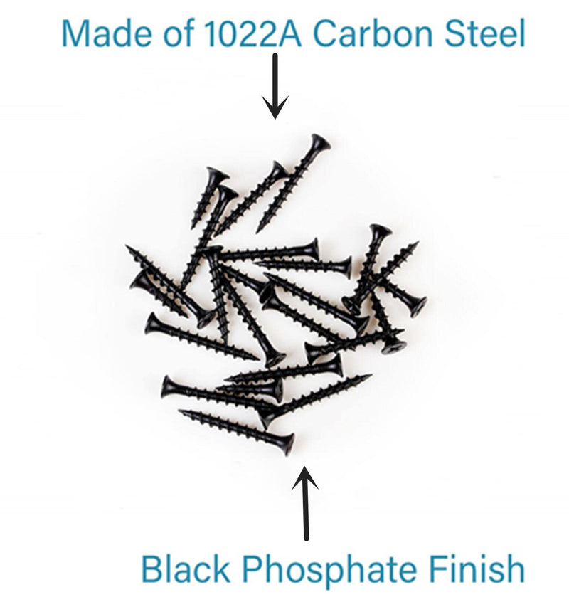 [Australia - AusPower] - #6X1-1/4 Inch Screws,260pcs Small Screws Coarse Thread Drywall Wood Screws,Sheetrock Screws ? Phillips #2 Screws ?Black Wood Screws, Flat Head Screws,Small Box Wood Screws 1 Lb/Pound 