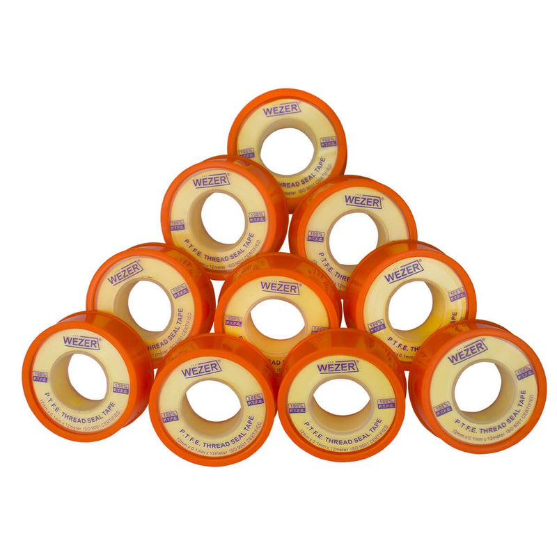 [Australia - AusPower] - WEZER Yellow Teflon Tape PTFE Thread Tape Gas Line Pipe Tape Roll, 1/2" Wide, Fuel Thread Tape Temperature Range - 450°F to 550°F, Yellow. (472.4 Inches-10 Pack) 472.4 Inches-10 Pack 