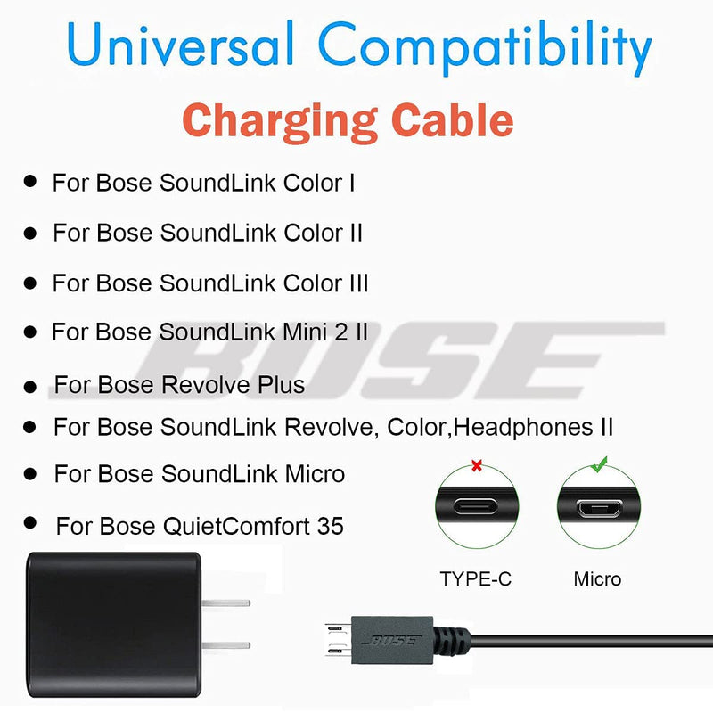 [Australia - AusPower] - Replacement Charger for Bose SoundLink Color I, II, III, SoundLink Mini 2 II/Revolve Plus, Bose SoundLink Revolve, QuietComfort 35 II Bluetooth Speaker Power Supply Charger (3.3FT) 