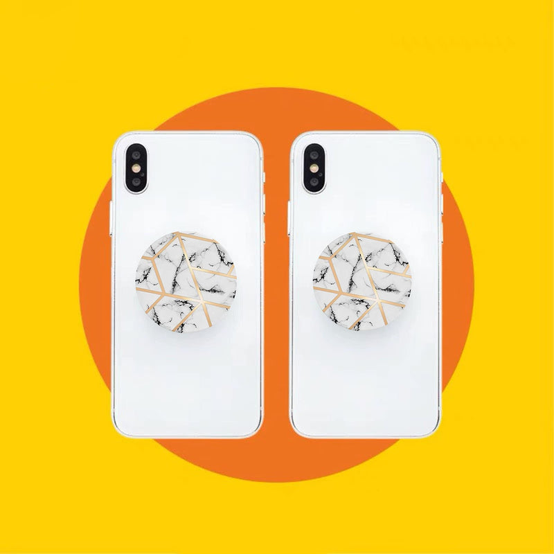 [Australia - AusPower] - Cell Phone Stand Finger Holder - Geometric Rose Gold White Marble (3 Pack) 