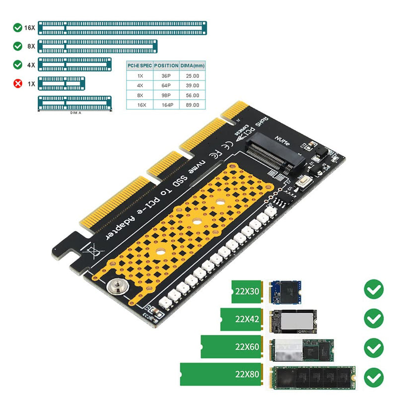 [Australia - AusPower] - HLT M.2 nvme SSD to PCI-E 4X/8X/16X Adapter with 3528 Colorful Flash LED 