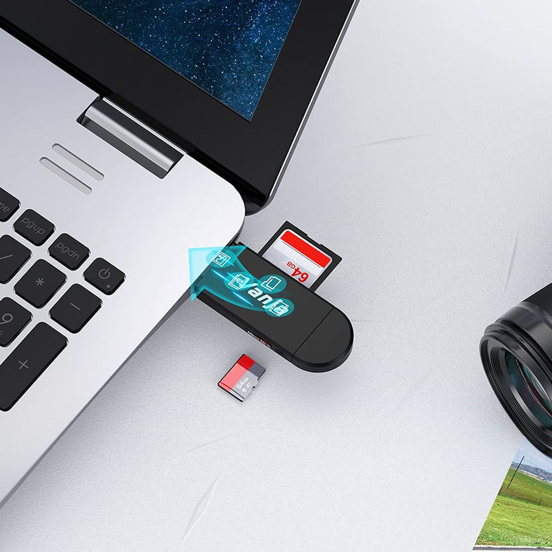 [Australia - AusPower] - Vanja SD Card to USB Adapter, 3-in-1 USB-C USB-A Micro USB SD Card Reader,Trail Camera Memory Card Reader for PC/Laptop/Phone/Tablet, for SD SDXC SDHC MMC RS-MMC microSDXC microSD microSDHC UHS-I Card Black 