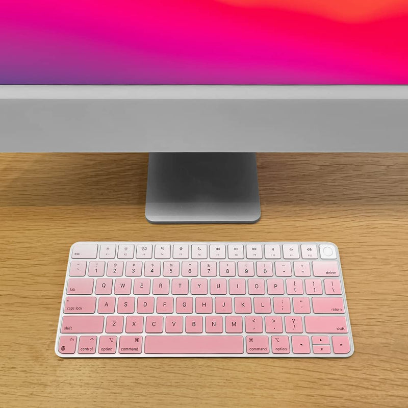 [Australia - AusPower] - ProElife Keyboard Cover Skin for Apple Magic Keyboard 3 (with Touch ID, Model: A2449, for 2021 iMac 24'' & 2022 Mac Studio with Silicon Chip) Accessories Ultra Thin Silicone Protector (Ombre Pink) Ombre Pink 