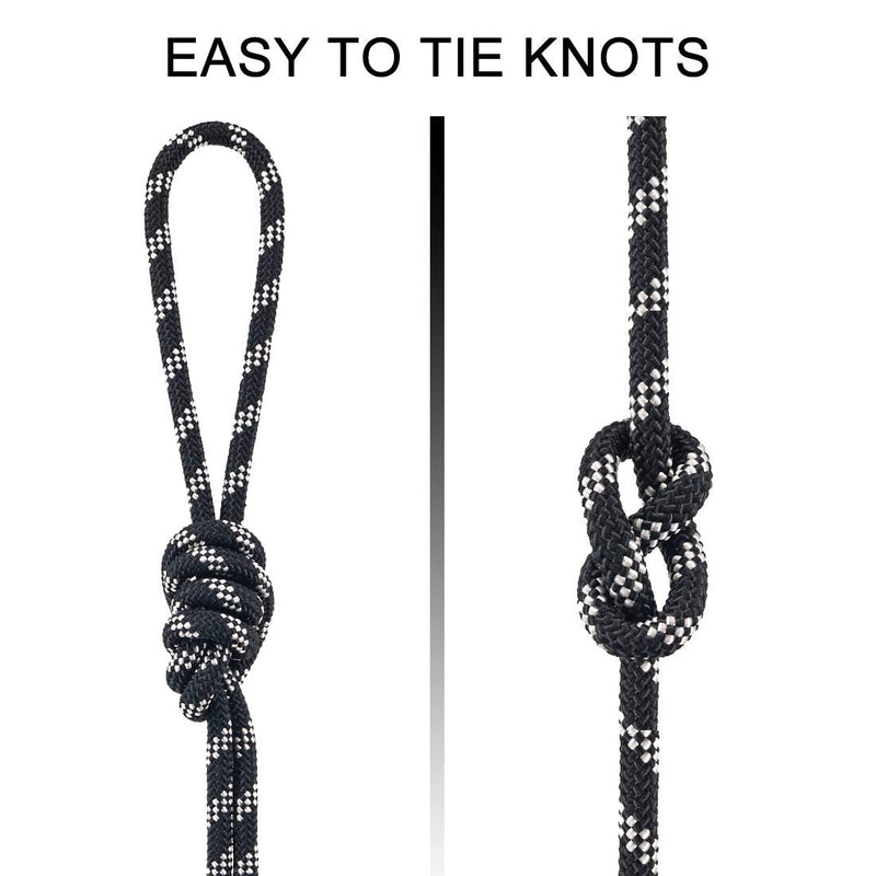 [Australia - AusPower] - NewDoar 8mm (5/16in) Accessory Cord Rope CE 21KN Double Braid Pre Cut for Outdoor Survival, Mountaineering, Prusik,Hauling Dragginge Black,8mm 20FT(6M) 