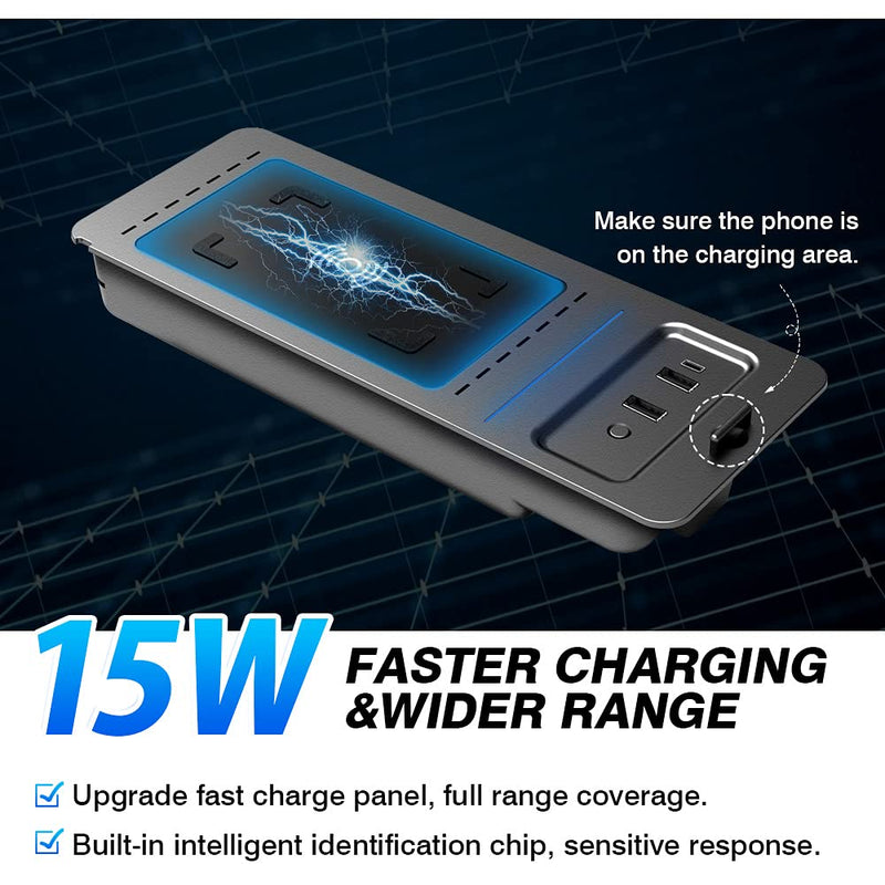 [Australia - AusPower] - FIILINES Compatible with 2015-2020 Ford F-150 Wireless Car Charger 15W Faster Wireless Phone Charging Pad with USB Ports (Not for 2021 F150 & Ford F-150 XLT/Platinum / F250/ F350) 