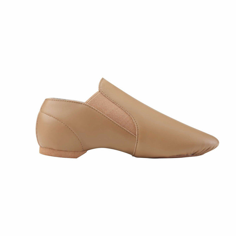 [Australia - AusPower] - Dynadans Unisex Leather Upper Slip-on Jazz Shoe with Elastics for Women and Men's Dance Shoes 4 Women/3.5 Men Brown 