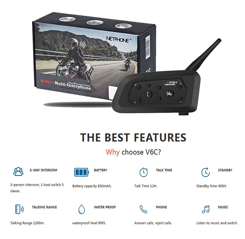 [Australia - AusPower] - EJEAS Professional Football Referee V6C Intercom 850mAh Motorcycle Snowmobile Full Duplex 1200M Wireless BT Intercom Interphone Earpiece with Referees Headset and Armband V6C-1PC 