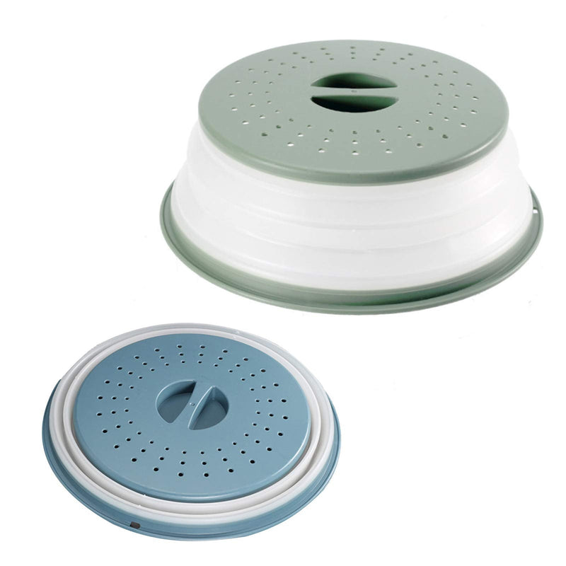 [Australia - AusPower] - WENWELL Upgraded Microwave Splatter Cover for Food, Vented Collapsible Kitchen dish bowl Plate lid Can be Hung, Easy to Shake Hands,Drainer Basket,BPA-Free Silicone & Plastic,Grey 