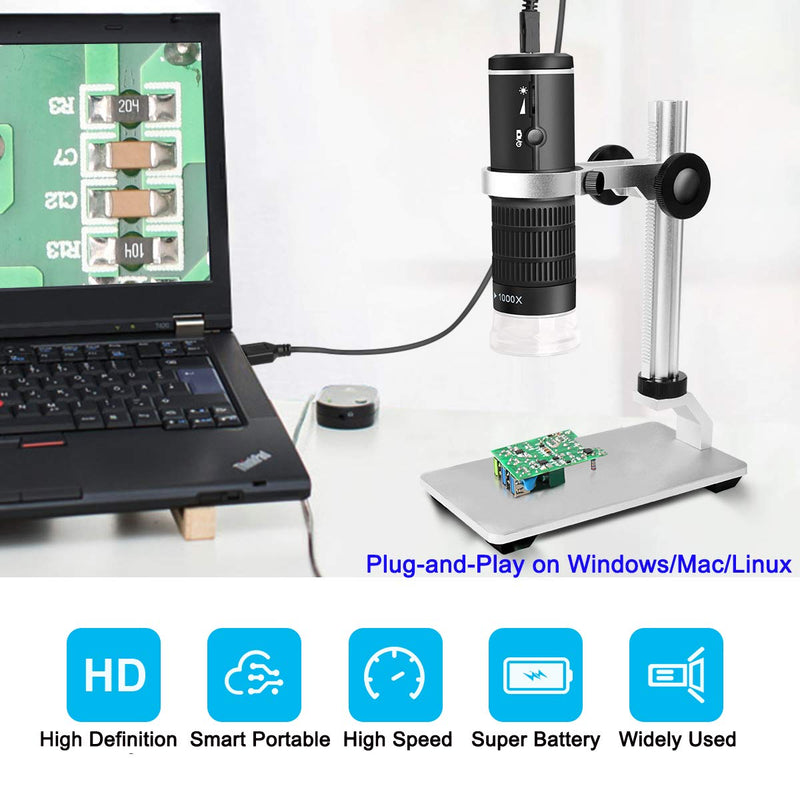 [Australia - AusPower] - Jiusion WiFi USB Digital Microscope 50 to 1000x Wireless Magnification Endoscope 8 LED Mini HD Camera with Updated Stand Portable Case, Compatible with iPhone iPad Android Mac Windows Linux 