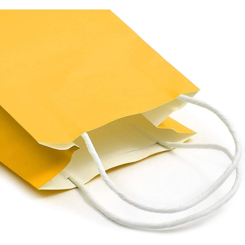 [Australia - AusPower] - 25 Pack Yellow Paper Gift Bags with Handles for Birthday Party Favors (5x3x9 Inches) 