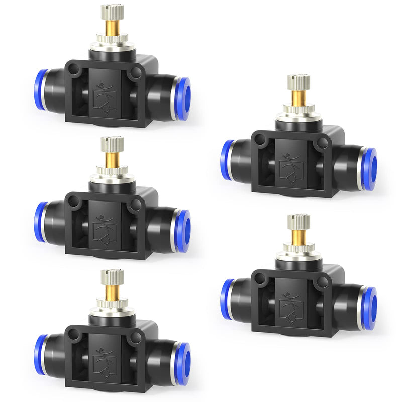 [Australia - AusPower] - TAILONZ PNEUMATIC Air Flow Control Valve with Push-to-Connect Fitting, in-Line Speed Controller Union Straight - 8MM Tube OD x 8MM Tube OD SCF-8 （Pack of 5） 