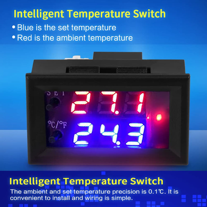 [Australia - AusPower] - DC 12V All Purpose Digital Temperature Controller Thermostat with Sensor Programmable Dual Color LED Display Monitor 