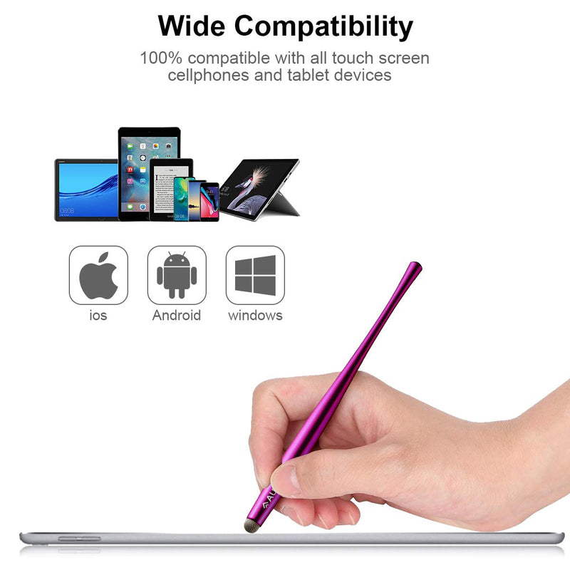 [Australia - AusPower] - AULEEP Capacitive Stylus Pens for Touch Screen with 4 Pack 6 Nanofiber Tips Compatible for Phones, Tablets, iPads, Kindles (Silver Balck Rose Blue) silver balck rose blue 
