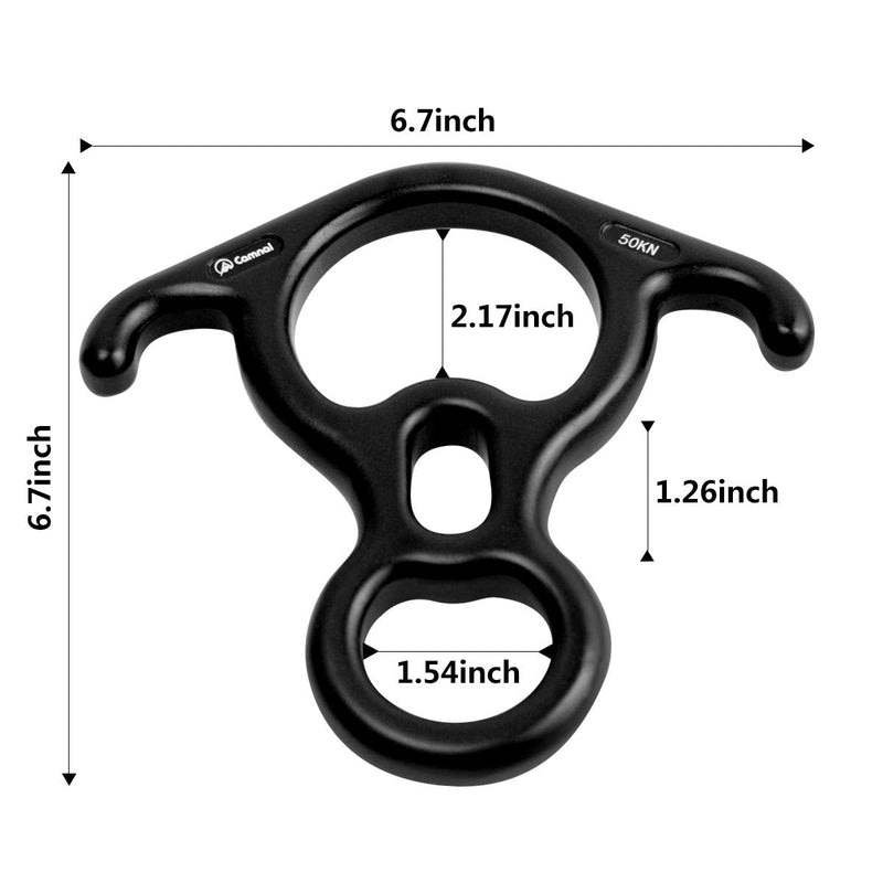 [Australia - AusPower] - YXGOOD 50KN Rescue Figure, 8 Descender Large Bent-Ear Belaying and Rappelling Gear Belay Device Climbing for Rock Climbing Peak Rescue Aluminum Magnesium Alloy Black 