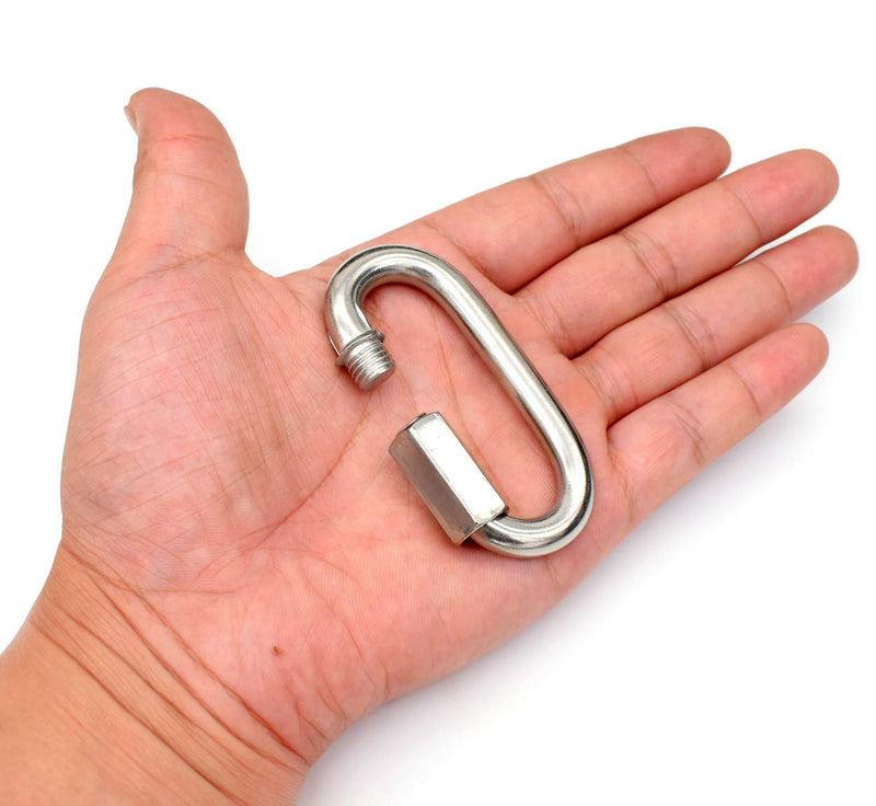 [Australia - AusPower] - 6 Pack 5/16" Threaded Quick Link,Alele Stainless Steel Oval Locking Carabiner Clip,M8 Diameter Rope Connector for Trailer,Hammocks, Cable,Swing,Camping M8 Quick Link 6Pack 