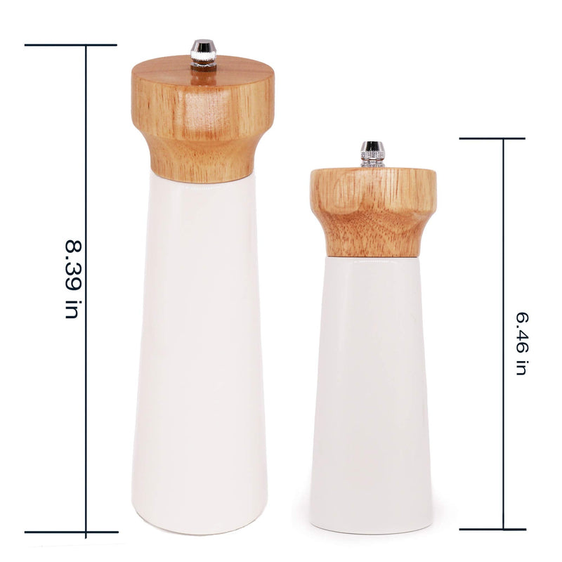 [Australia - AusPower] - Wooden Salt and Pepper Grinder Set, Sustainable Cherry Wood, Elegant Lighthouse Sea Salt Grinder and Black Pepper Mill Set for Seasoning, Cooking, Dining -By Tessie & Jessie (6“+8”) 6“+8” 