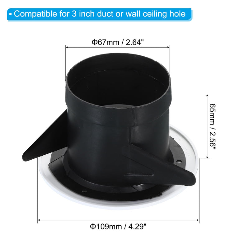 [Australia - AusPower] - PATIKIL 3 Inch Round Air Vent, Adjustable Ceiling Diffuser Grill Cover ABS Louver Soffit Vent with Screen for Bathroom Kitchen Living Room, Rotate Type 