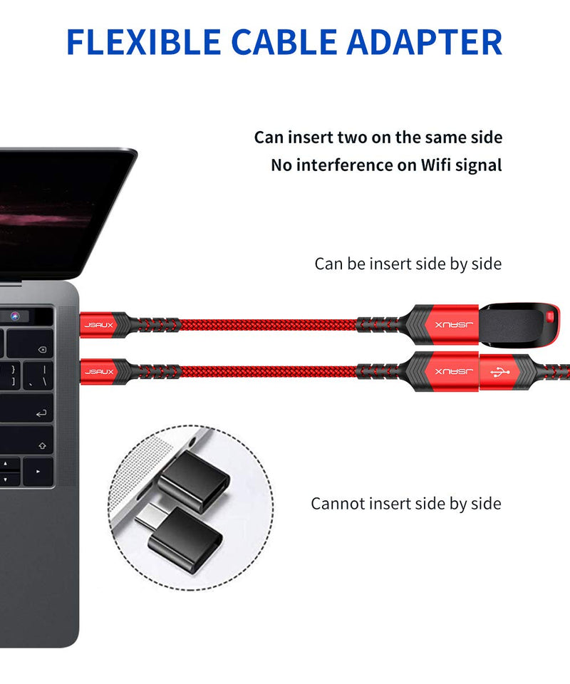 [Australia - AusPower] - USB C to USB Adapter, JSAUX [0.5ft 2 Pack] Type C 3.0 OTG Cable On The Go Type C Male to USB A Female Adapter Compatible with MacBook Pro 2018 2017,Samsung Galaxy S20 S20+ Ultra S8 S9 Note 10 -Red Red 