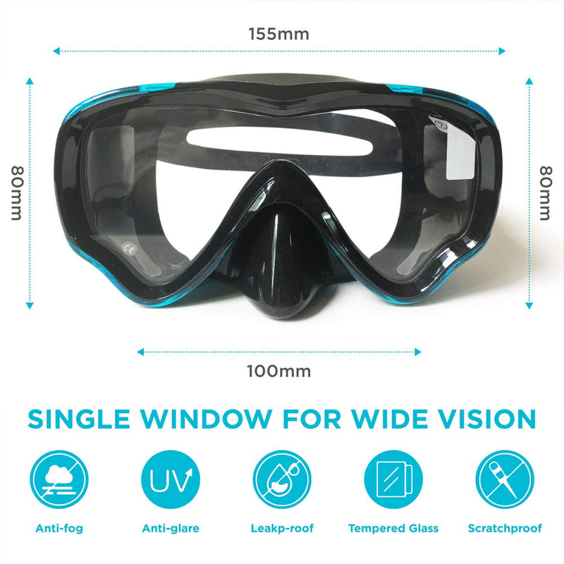 [Australia - AusPower] - Berallo Kids Snorkel Gear Diving Mask Anti-Fog and Anti-Leak Swimming Goggles Snorkeling Glasses Waterproof Durable Tempered Glass Mask for Children 5 - 12 Age 