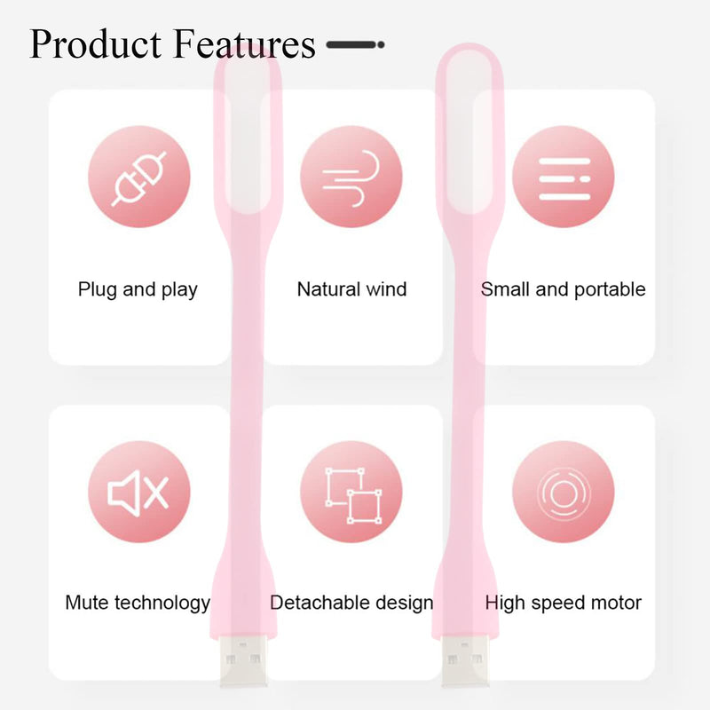 [Australia - AusPower] - Soseelnee Mini Flexible Light, Portable USB Led Reading Night Lamp for PC Laptop Computer Notebook Power Bank - 2 Pack (Pink) Pink 