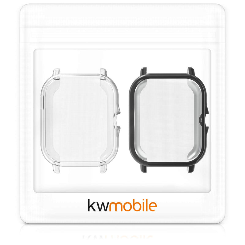 [Australia - AusPower] - kwmobile Case Compatible with Huami Amazfit GTS 3 / GTS 2 / GTS 2e (Set of 2) - Smart Watch/Fitness Tracker Cover - Black/Transparent black / transparent 