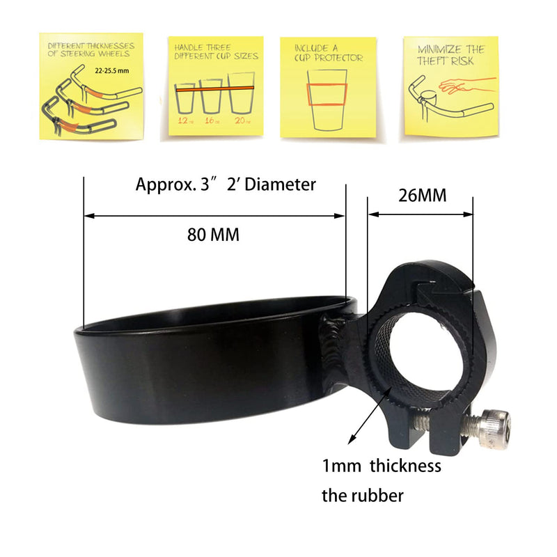 [Australia - AusPower] - Ecity Bike Handlebar Cup Holder Aluminum Cup Bottle Handlebar Holder - Handlebar Coffee Drink Holder Cruiser Bike Mountain Road Bicycle Bike Water Bottle Coffee Cup Holder Black 
