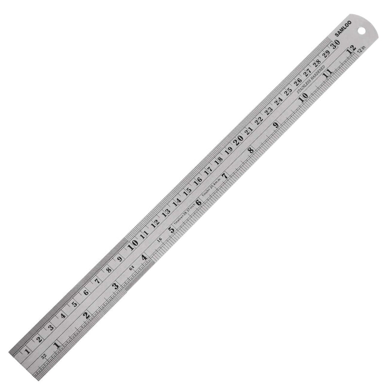 [Australia - AusPower] - 3 Pack Stainless Steel Ruler 16 inch 6 inch and 12 inch Metal Ruler Kit with Conversion Table Metric Straight Edge Linear Measurement Ruler 