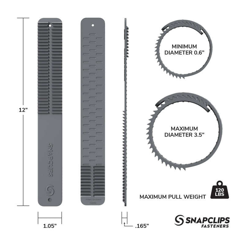 [Australia - AusPower] - SnapClips Storage Straps Gray 6" 2-Pack & 12" 2-Pack Bundle 