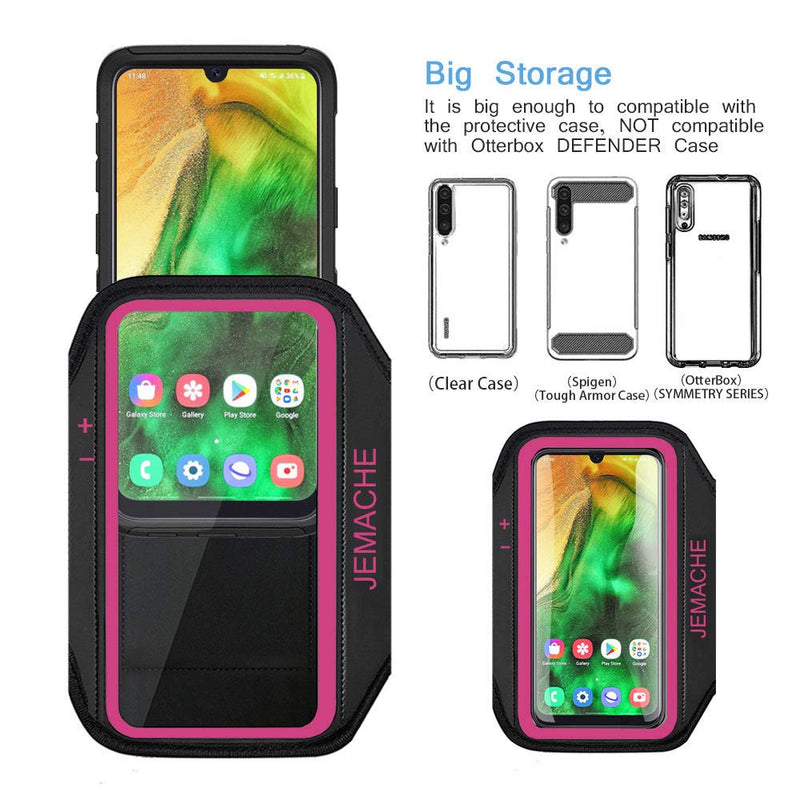[Australia - AusPower] - Galaxy A52 A51 A50 A20 Armband, JEMACHE Water Resistant Gym Running Workouts Exercises Arm Band for Samsung Galaxy A20 A50 A51 A52 5G with Card Holder (Rosy) Rosy 