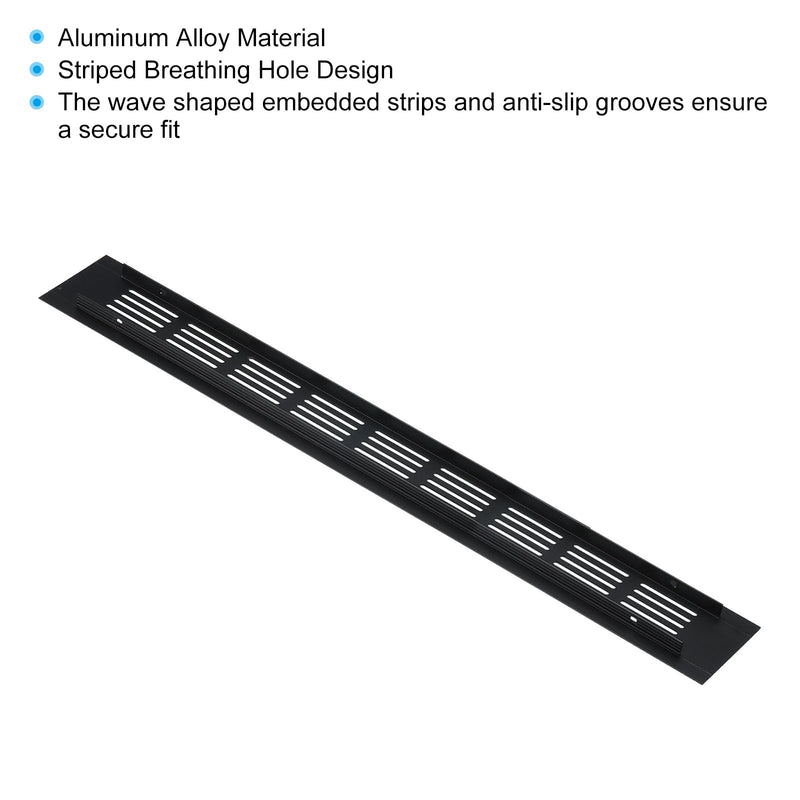 [Australia - AusPower] - PATIKIL 16 x 2 Inch Door Air Vent Cover, 2pcs Aluminum Grille Ventilation Cover Louvered with Mounting Screws for Cabinet Wardrobe Door, Black 