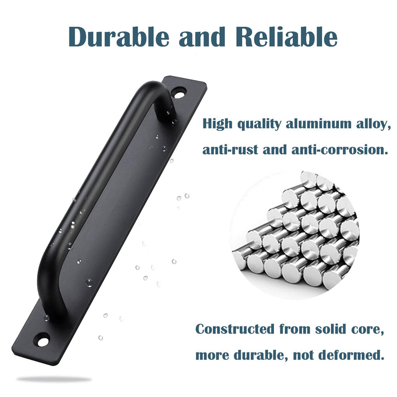[Australia - AusPower] - WIENOLOA Barn Door Handles 2 Pack, Sliding Door Handle 5 inch Hole Center Black Cabinet Handles Aluminum Alloy Gate Door Pulls with Plate for Sliding Closet Door Hardware Pull Handle(5.83inch) 5.83inch 