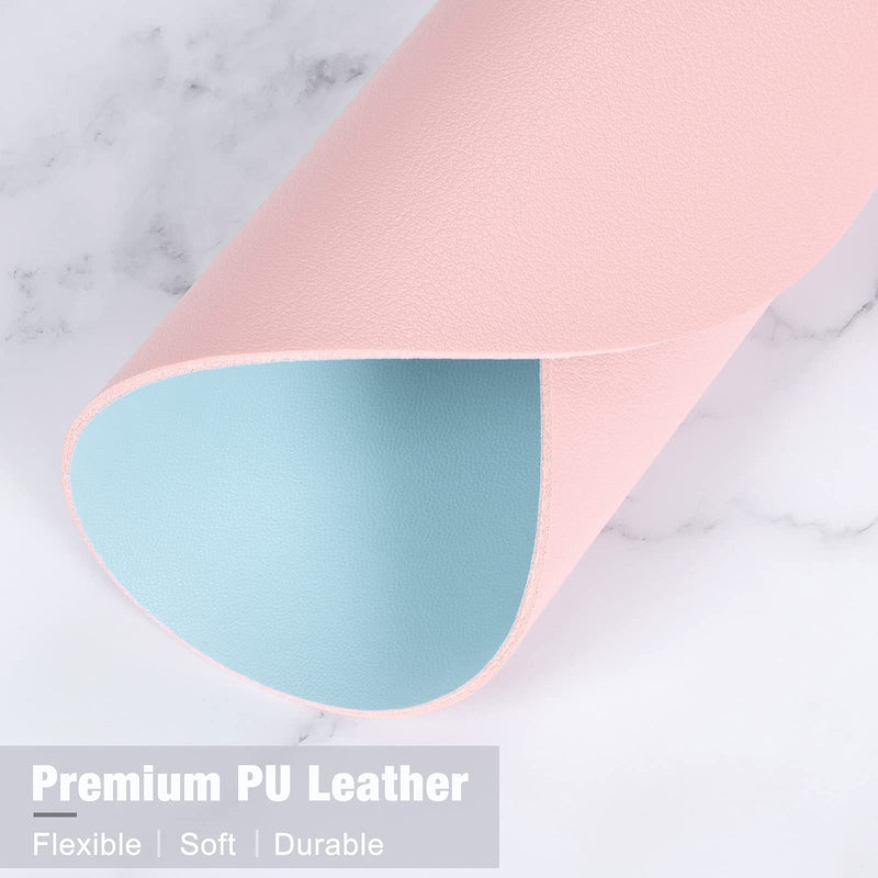 [Australia - AusPower] - Hsurbtra Mouse Pad, Double-Sided PU Leather Small Round Mousepad 8.7 x 8.7 Inch,Anti-Slip Waterproof Mouse Mat, Pretty Cute Mouse Pad for Office Home Gaming Laptop Men Women Kid,Pink & Blue Pink 